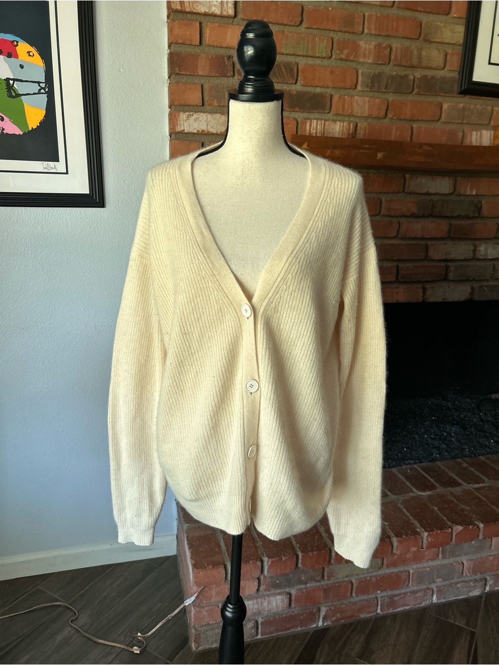 C.T. Plage Racoon Wool Cardigan In Ivory Sz 6